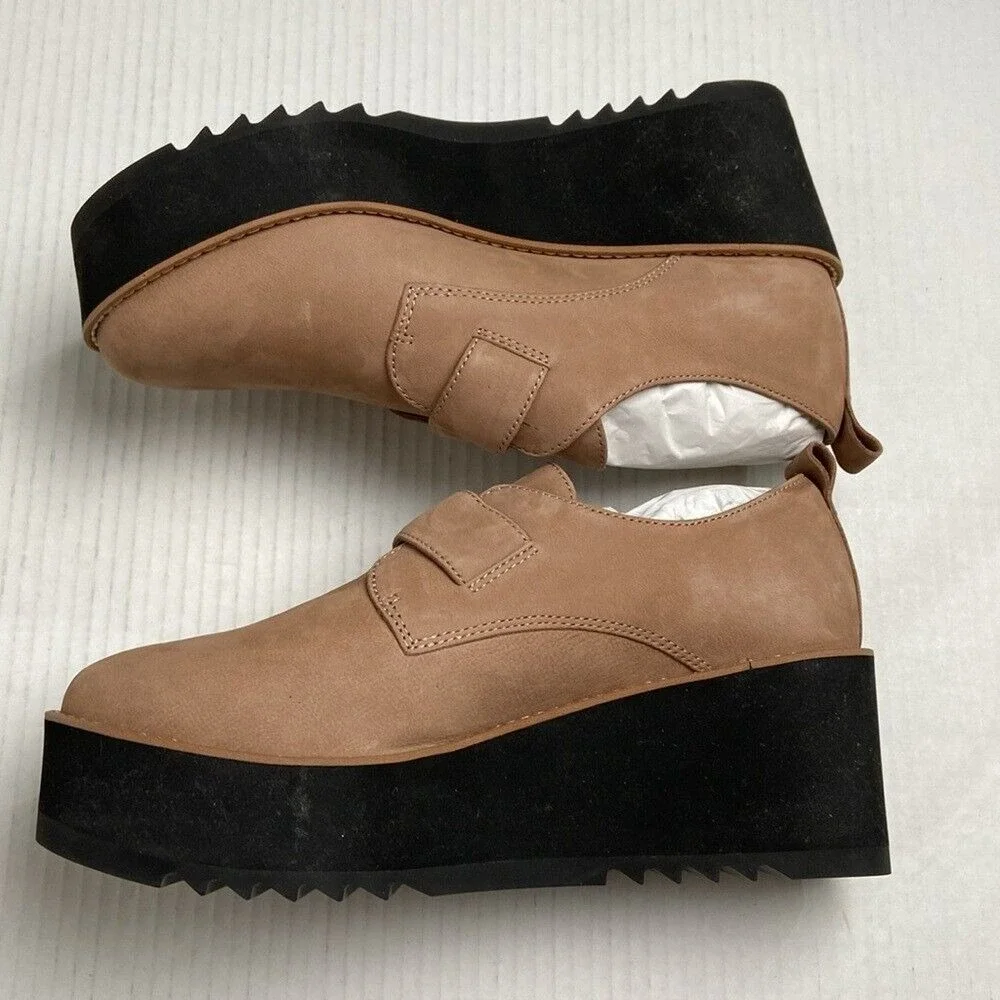 NIB Eileen Fisher Zola Wedge Oxford Earth Tumbled‎ Nubuck Size 9.5M